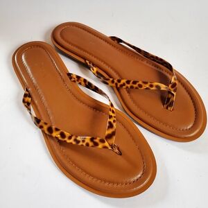 J. Crew Brown Leopard Leather Sandals Size 8.5